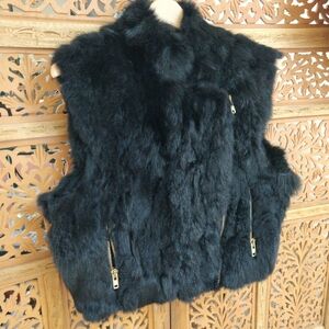 Black Rabbit Fur Vest